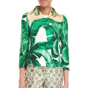 Runway Dolce&Gabbana green leaves short jacket small